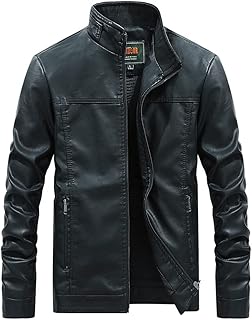Jaqueta Masculina Casaco Jaqueta masculina com gola de couro PU solta casual biker jaqueta grossa