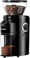 Secura Conical Burr Coffee Grinder: Electric Adjustable Mill with 18 Settings for 1-10 Cups, Large 8oz Bean Hopper