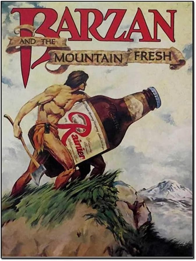 Póster retro de cerveza Rainier en lienzo, arte de pared moderno para aula, cocina, dormitorio, habitación, decoración estética para niños y