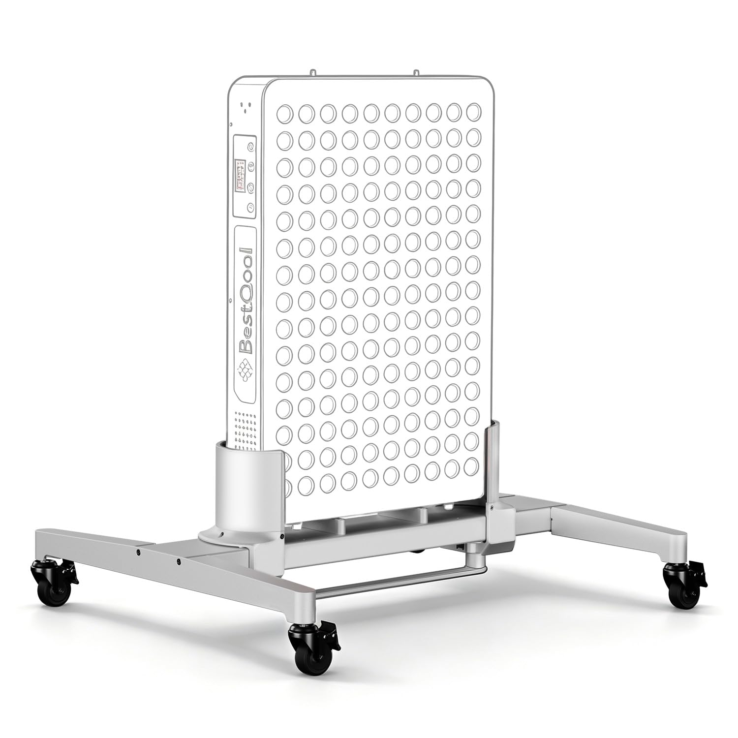Soporte de terapia de luz roja, soporte móvil para paneles de terapia de luz roja e infrarroja cercana, uso doméstico o uso comercial, longitud y ancho ajustables, cerraduras de ruedas, fácil de