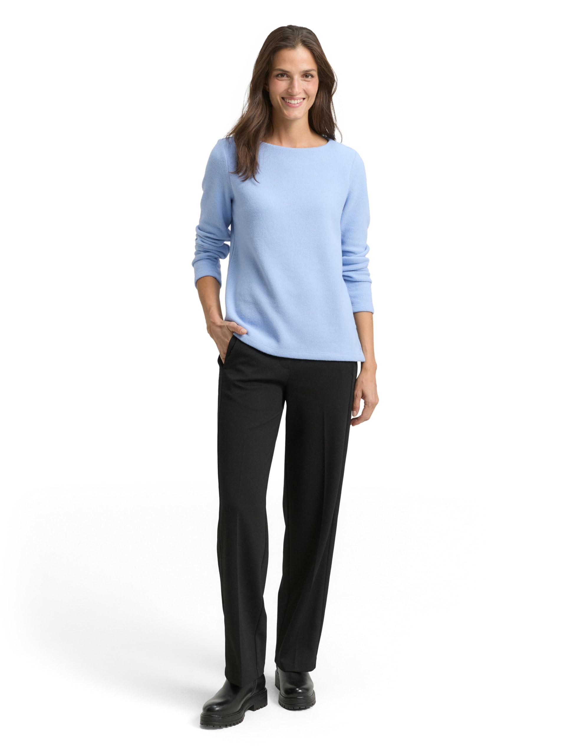Tom Tailor Damen 1043168 Sweatshirt, 40024 - Mid Blue Melange, M EU – Ansicht 2