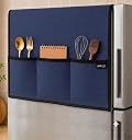 AFFIZZ Fridge Cover Top for Single Door Refrigerator with 6 Side Pockets | Waterproof, Dustproof & Washable Polyester Refrigerator Cover Top | Kitchen Organizer Fridge Top Cover | 130 x 54 cm | Blue gallery image