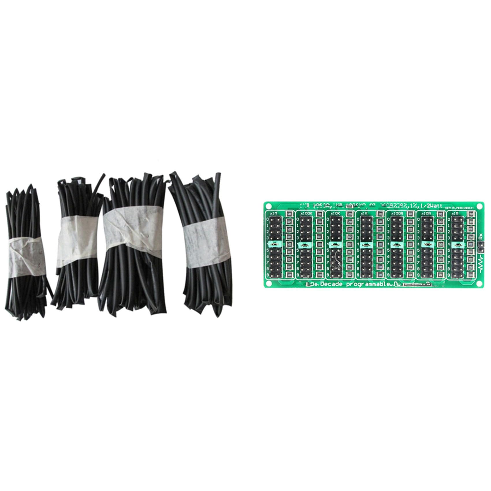 Oewwthy 4PCS Heat Shrink Tube Polyolefin & 1x 7 Decade 1R - 9999999R Programmable SMD Resistor Slide Resistor Board