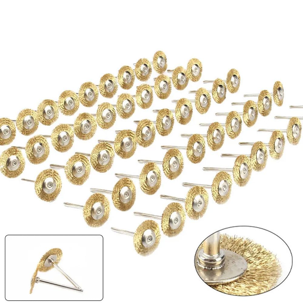 30/50PCS Zagięte mosiężne szczotki tarczowe druciane szczotki do akcesoriów obrotowych narzędzia polerujące do szlifierki obrotowej, 50PCS