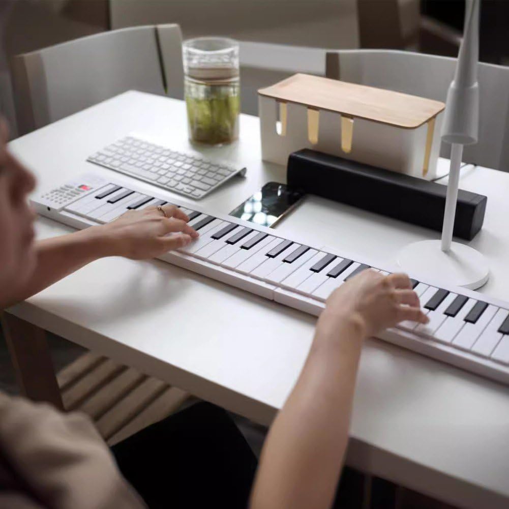 Piano Electrónico Plegable De 61 Teclas: Teclado Ligero Y Portátil para Viajes Y Aprendizaje En Casa.
