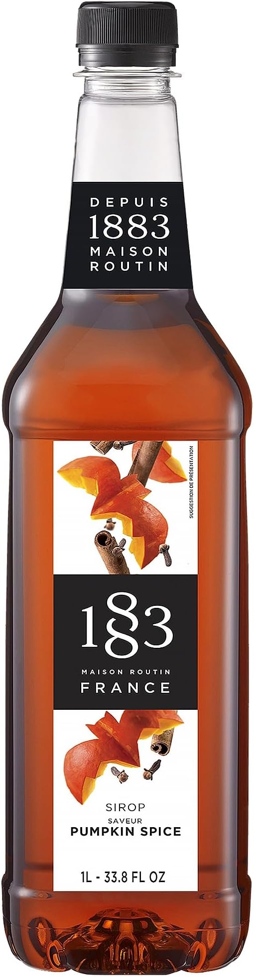 1883 Pumpkin Spice Syrup for Coffee and Drinks – Made in France – 1 Liter Plastic Bottle