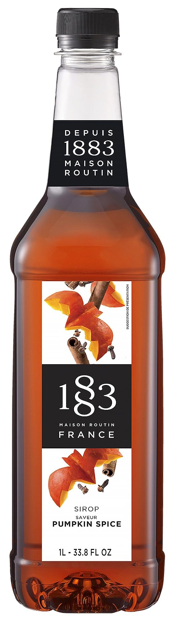 1883 Pumpkin Spice Syrup for Coffee and Drinks – Made in France – 1 Liter Plastic Bottle