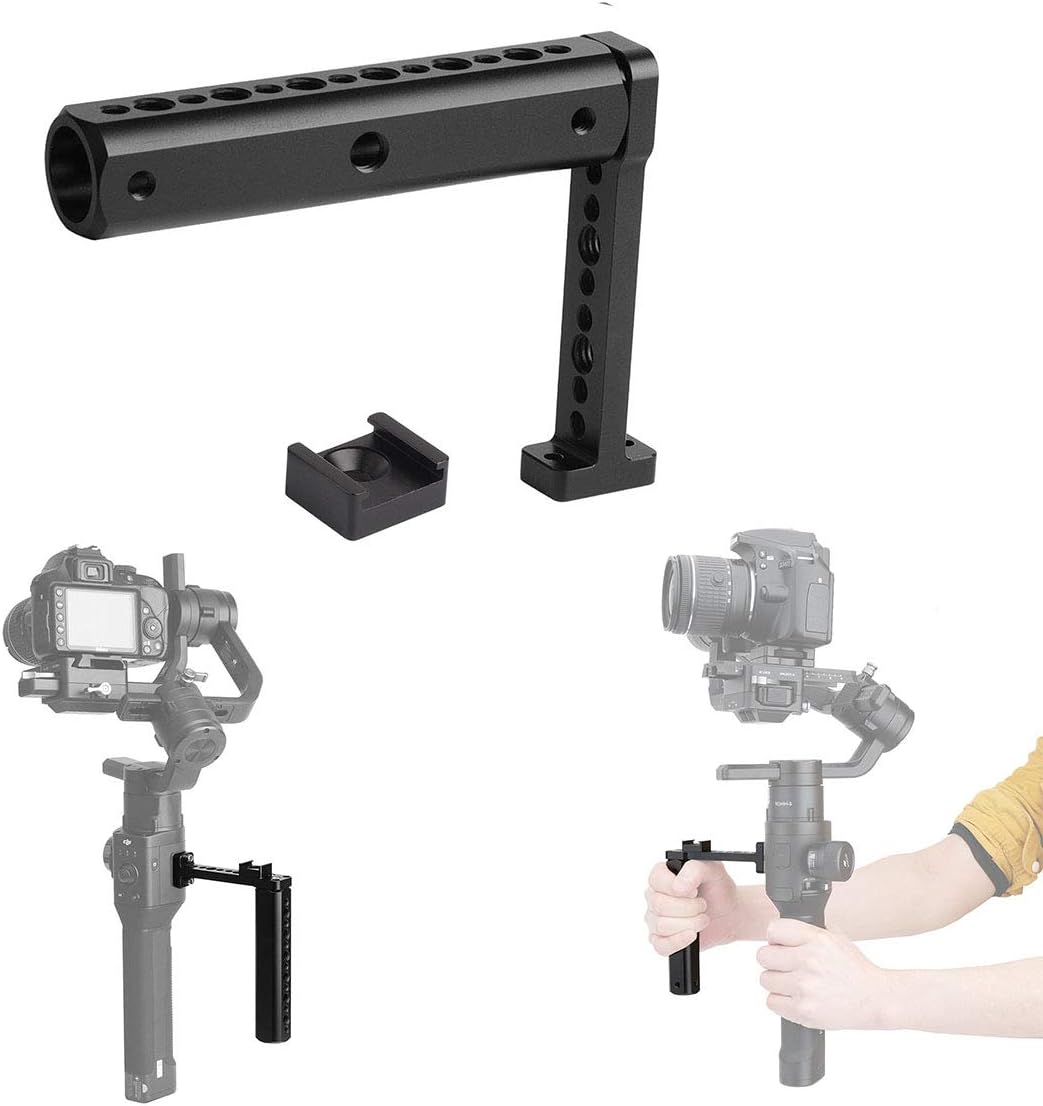 Zhiyou Side Handle Grip with Cold Shoe for DJI Ronin-S/SC, with 1/4-20 and 3/8-16 Threaded Holes