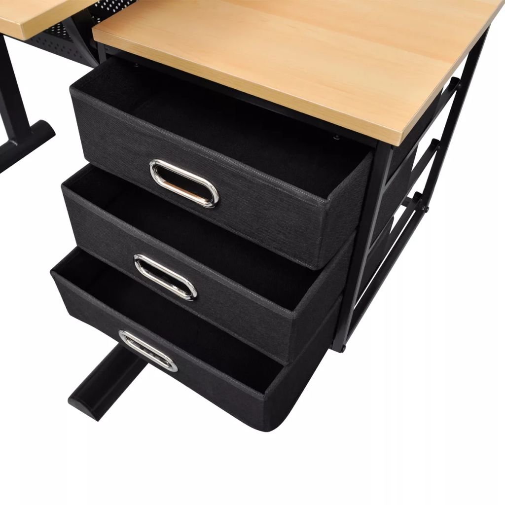 mewmewcat Table à Dessin, Tableau Inclinable avec 3 Tiroirs et Tabouret pour Dessiner MDF 119,5 x 60 x 106 (L x P x H)