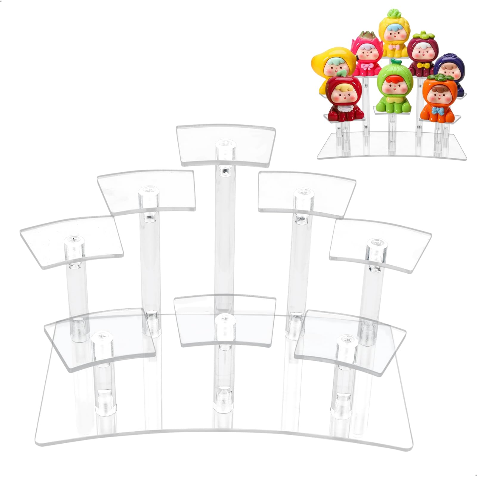 Acrylic Display Stand Perfume Holder Clear Perfume Riser Display Ladder for Collections, Characters, Lipstick, Cupcake, Lipstick, Perfumes, Sweets (1 Pieces, 8 Shelves)