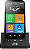 SPC Zeus 4G PRO + Gehäuse - Smartphone für Senioren | Einfacher Modus mit XXL-Symbolen | SOS-Taste, Fernkonfiguration | 4GB RAM, 64GB ROM, Android 11, 13MP Kamera, Ladestation, 5,5', Schwarz