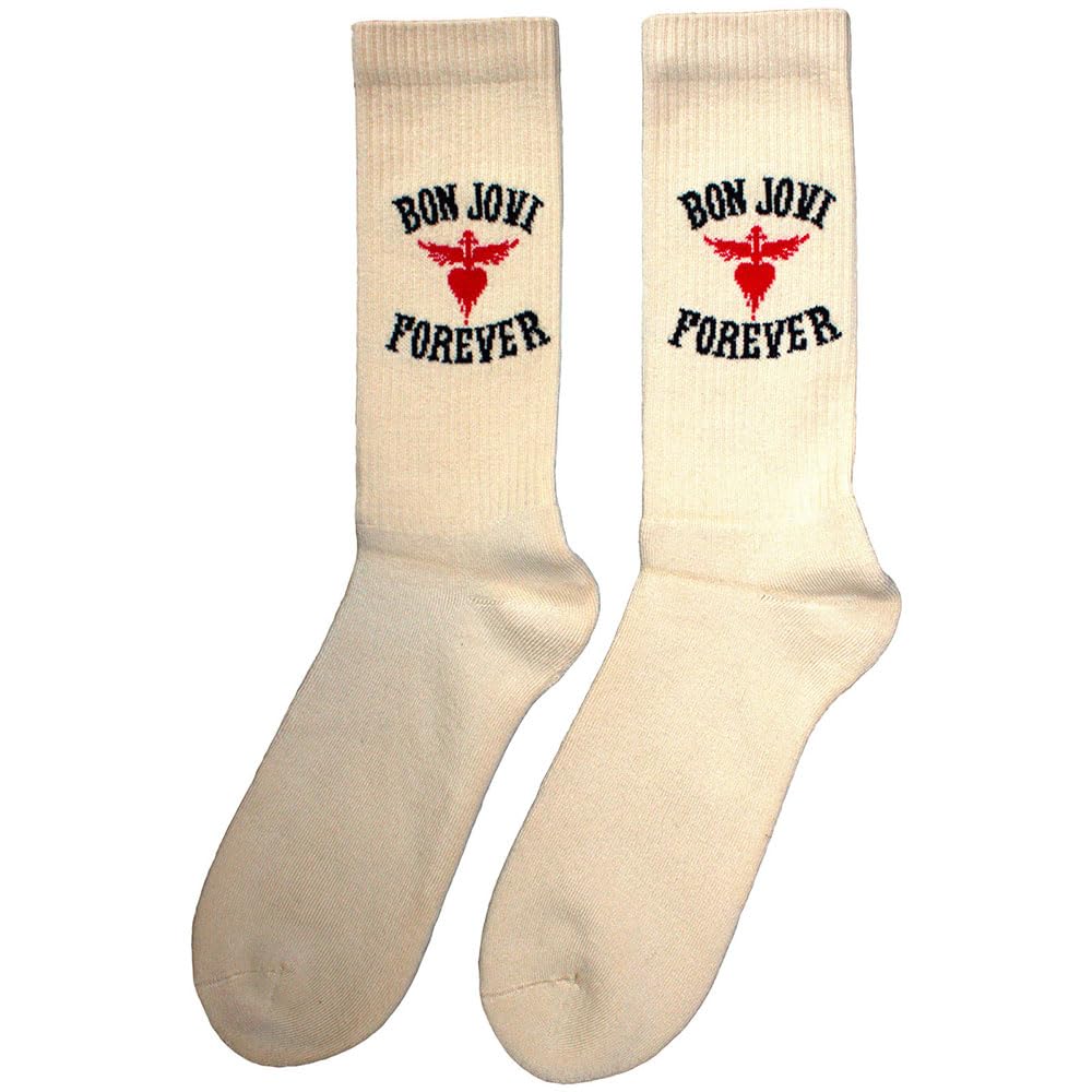 Bon Jovi Unisex Terry Socks Forever (Natural) (UK Size 7 - 11) Official