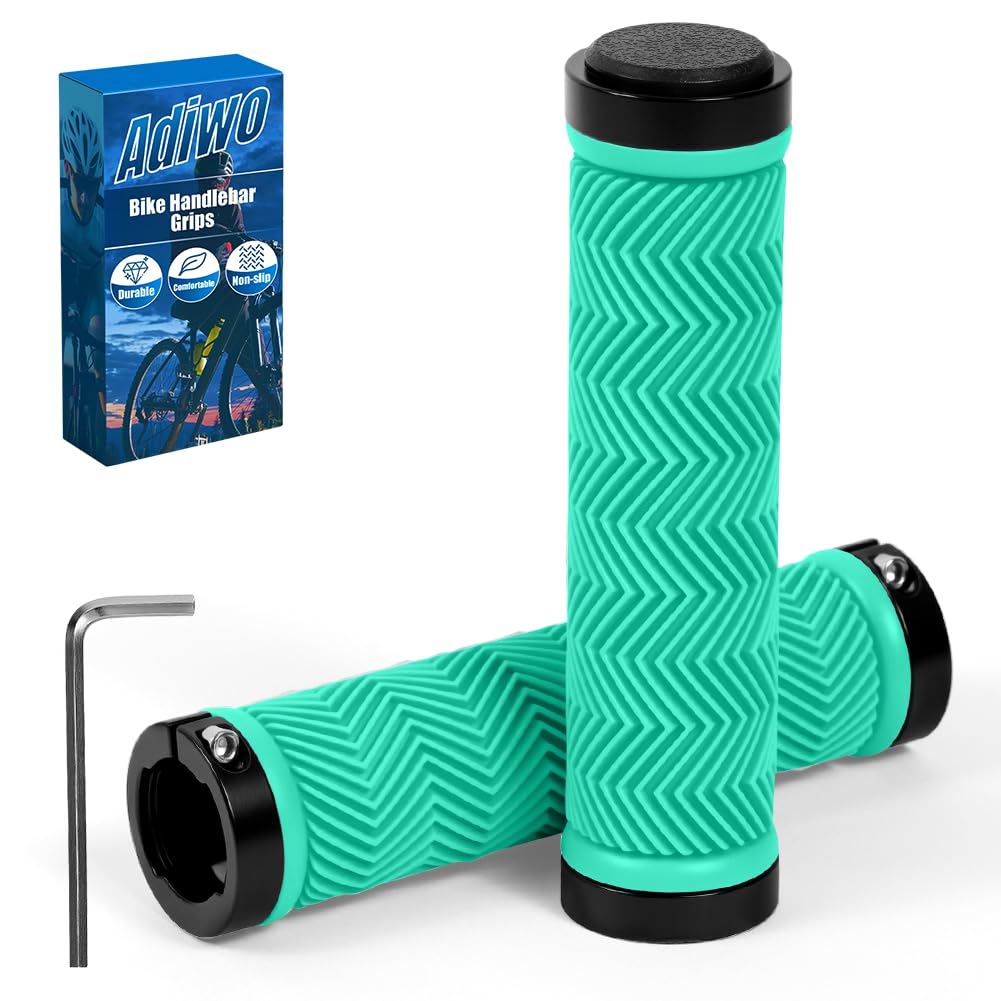 Adiwo Non-Slip Handlebar Grips, 1 Pair Professional Bike Handlebar Grips, Adult Mountain Bike Grips with Soft Anti-Slip Rubber, Ergonomic, Comes with 1 Allen Wrench, Suitable for Most Bicycles