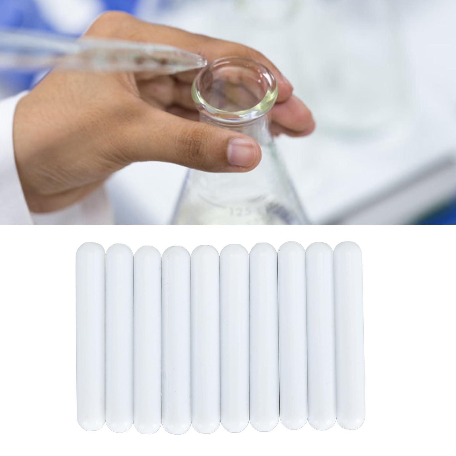 Generic Barra Agitadora Magnética de Laboratorio, 10 Unidades, 60 X 9 Mm, Blanca, Inerte a los Productos Químicos con Excelente Dureza Mecánica, Ampliamente Utilizada para Agitar Sustancias Mixtas en