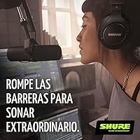 Vista 3 de Shure SM7B Micrófono dinámico vocal – Micrófono de estudio XLR para podcasting, grabación, transmisión, radiodifusión y juegos – Sonido suave