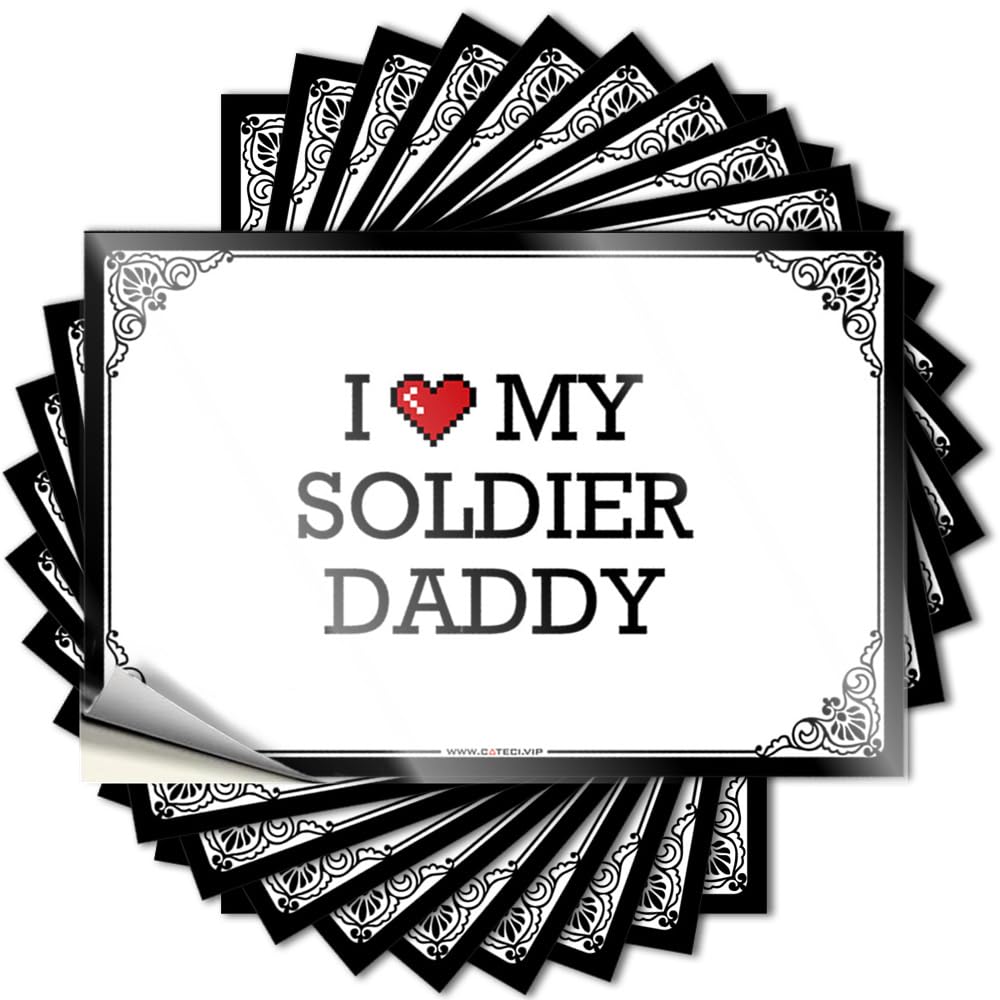 Sticker Teenage Easy Apply | I Love My Soldier Daddy Cool Bumper Peel and Stick(8X12CM)