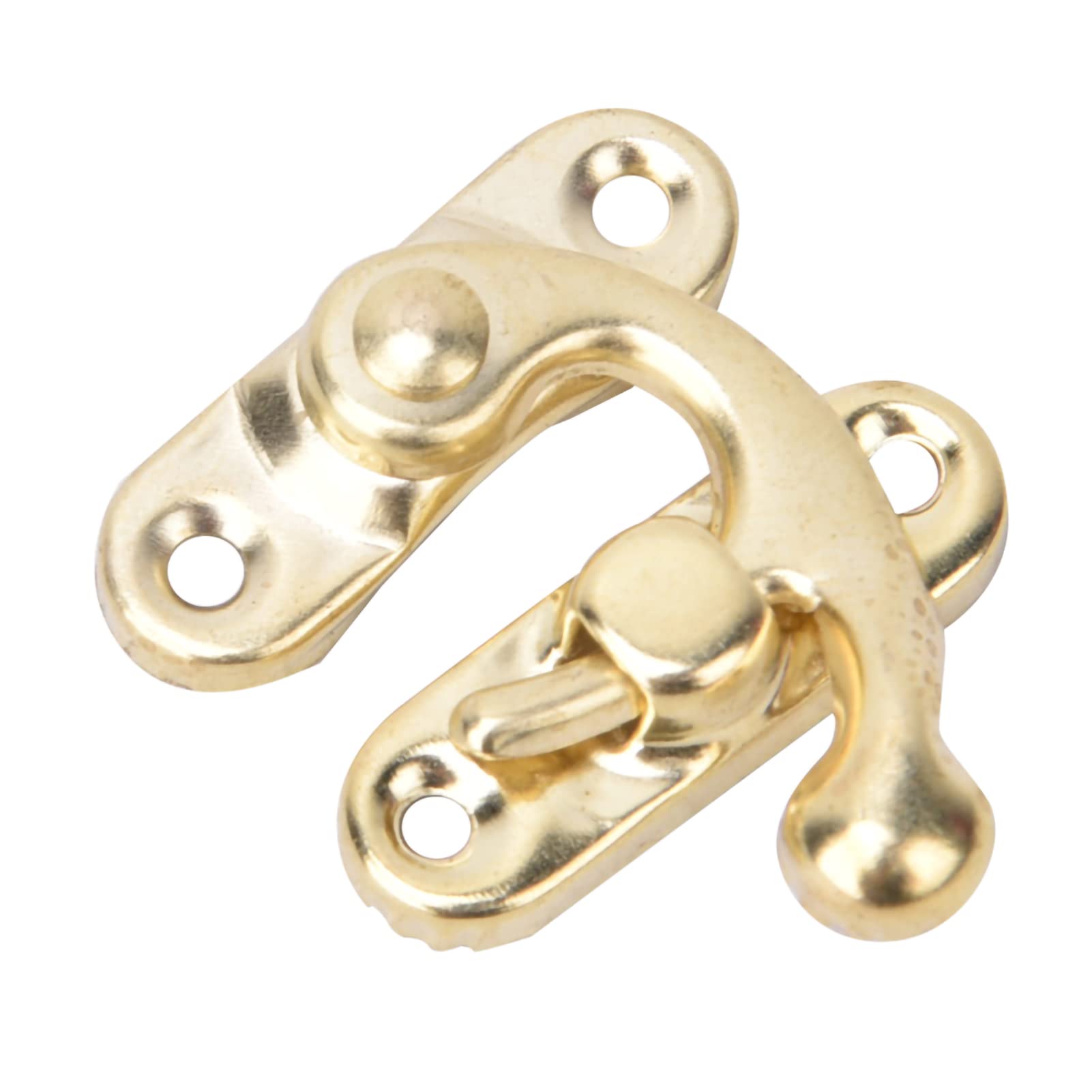 Heepdd Yellow Right Latch Hook Hasp Antique Latch Hook Hasp, 30Pcs Iron Right And Left Latch Hook With 120Pcs Screws Decorative Hasp For Wood Jewelry Box Cabinet Trunk Storage Chest