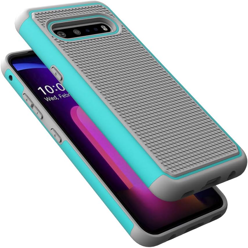 Dahkoiz for LG V60 ThinQ Case with Tempered Glass Screen Protector, Dual Layer Drop Protection Cover Protective Phone Case for LG V60 ThinQ 5G, Mint