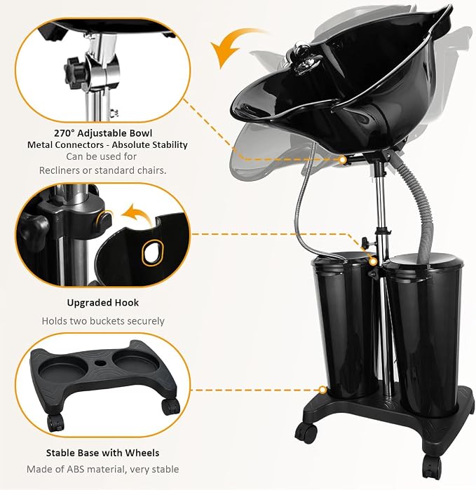 Lavabo portátil ajustable para champú con bomba eléctrica miniatura 3