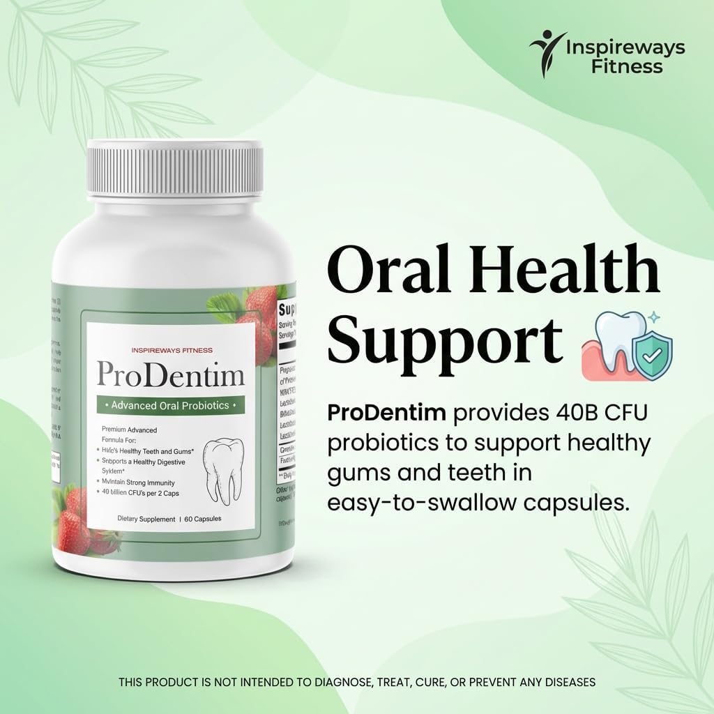 ProDentim Advanced Oral Health Probiotics– Advanced Formula for Healthy Gums, Teeth, Fresh Breath - Oral Probiotics for Bad Breath Support (1-Pack - 60 Capsules)