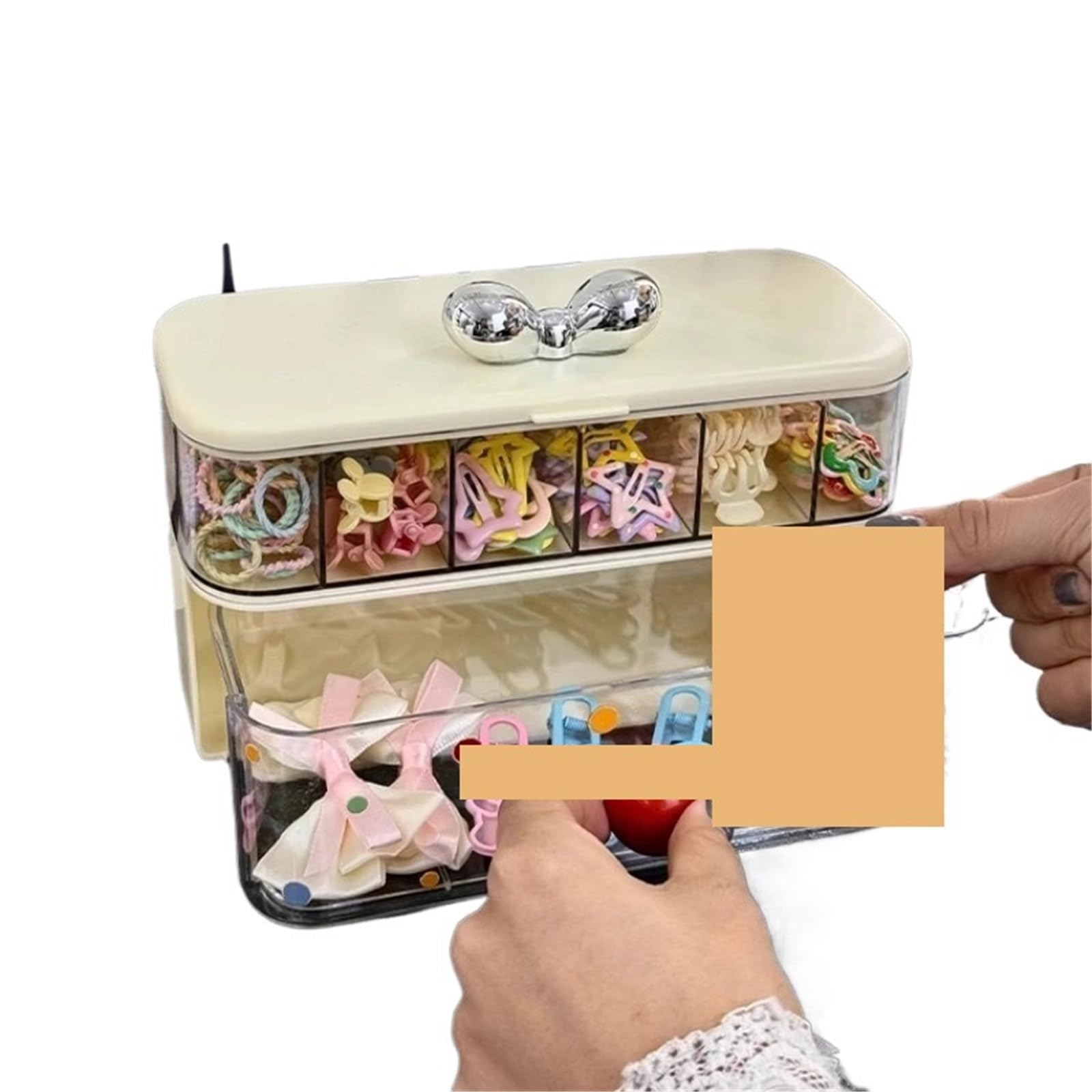 Haargummi Organizer Desktop-Haar-Accessoires-Aufbewahrungsbox mit großem Fassungsvermögen und Deckel, Schmuck-Organizer for Gummibänder, Haarnadeln(1pcs)
