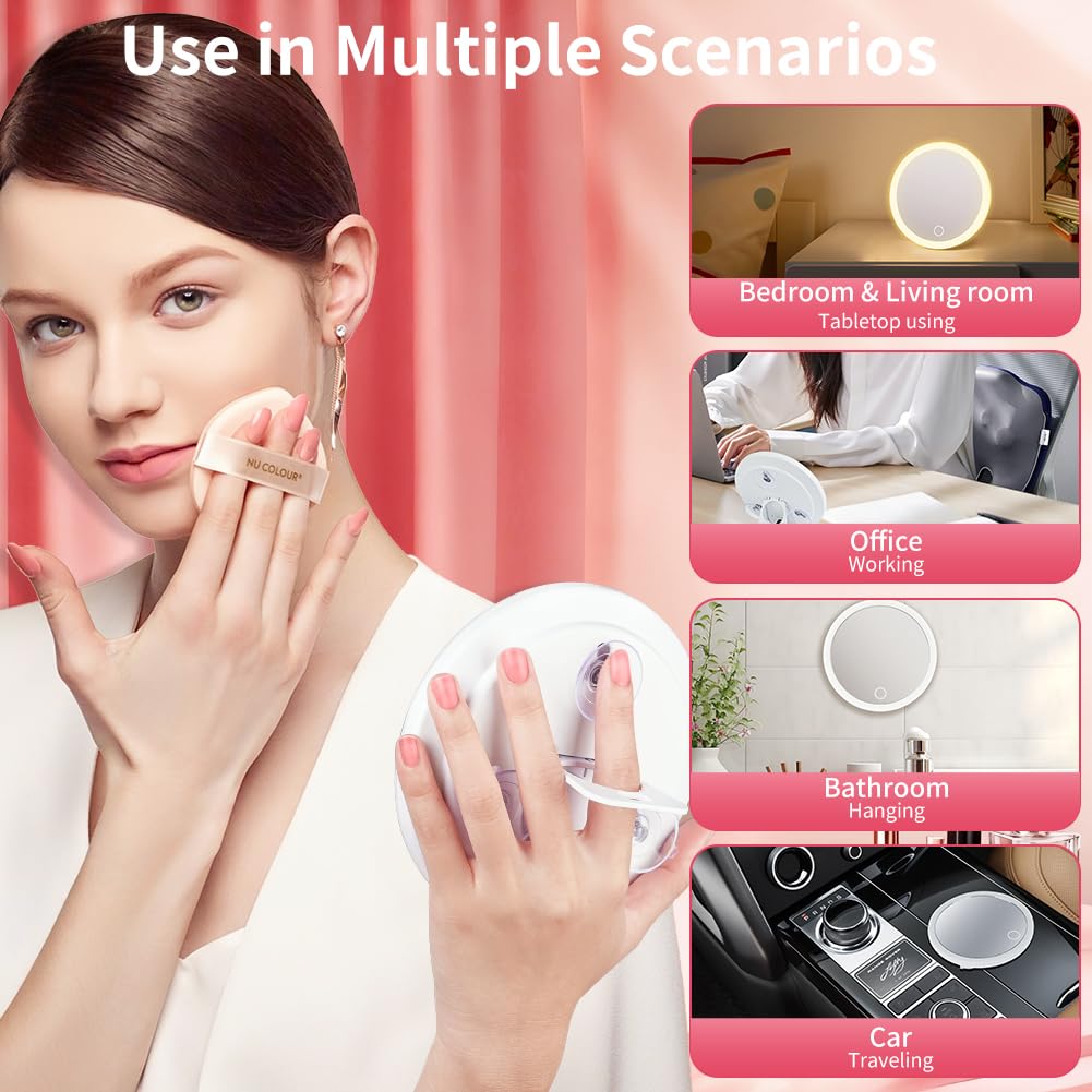 Specchio Ingranditore 10X con Luci, Luminosità Regolabile, Specchio per il Trucco da Parete, Ricaricabile Portatile Specchio, Adatto per Camere da Letto e Bagni