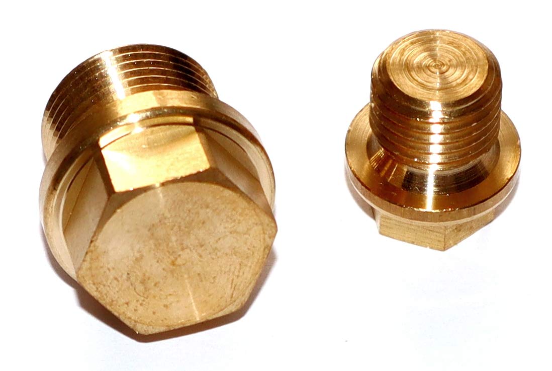 Tornillos de cierre M14 x 1,5 DIN 910 con hexágono exterior y unión de latón, número de unidades 5 tornillos de cierre, tapón ciego