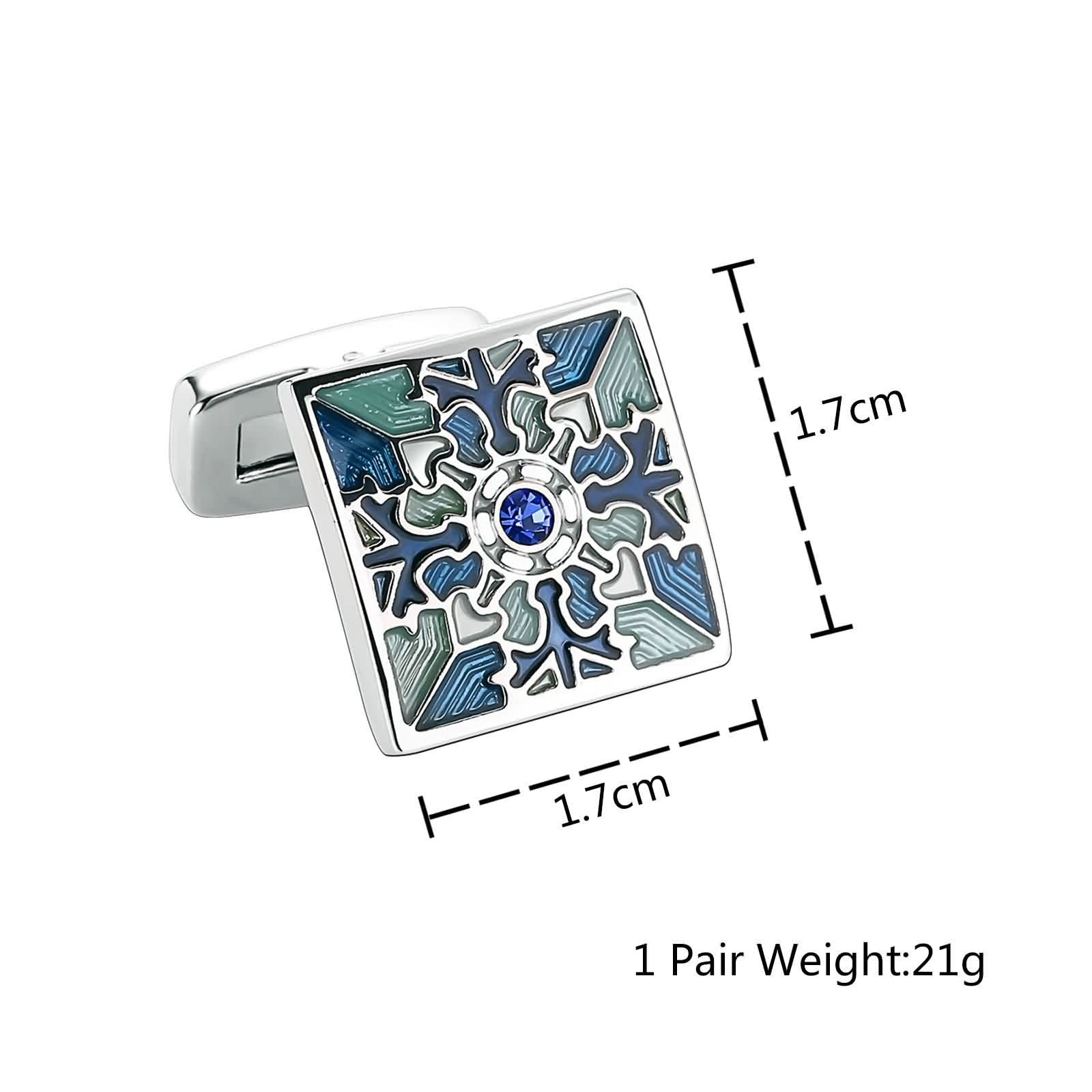 Skcess Blue Green Men Cufflinks Stainless Steel Engraved Cufflinks, Square Custom Cufflinks Personalized Cufflinks for Men Cufflinks