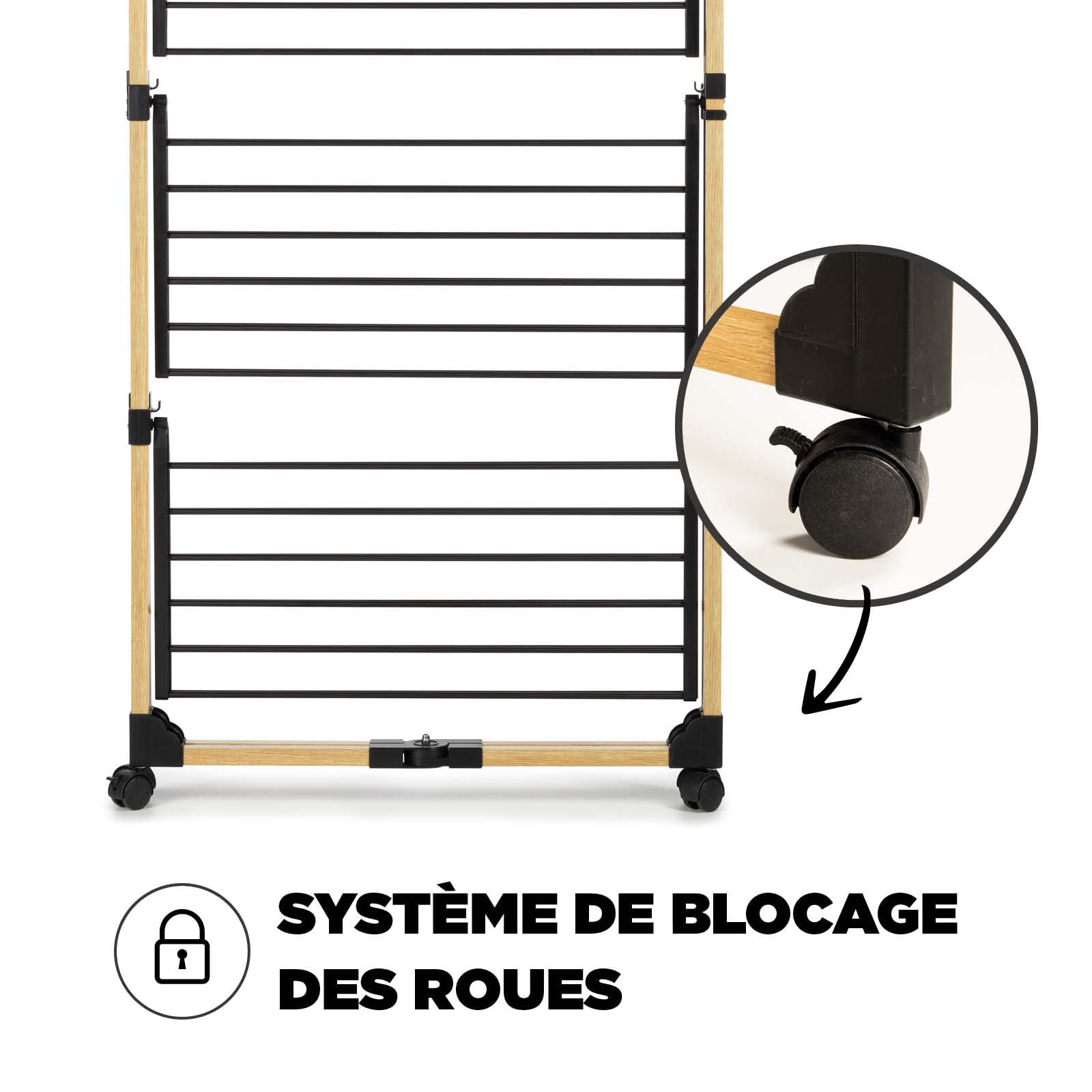 VITAPUR Séchoir à Linge Pliable - Séchage à Plusieurs Niveaux - 69 x 136 x 69 cm - Jusqu'à 20 kg de Linge - Idéal pour Les Petits Appartements - Roues Stables