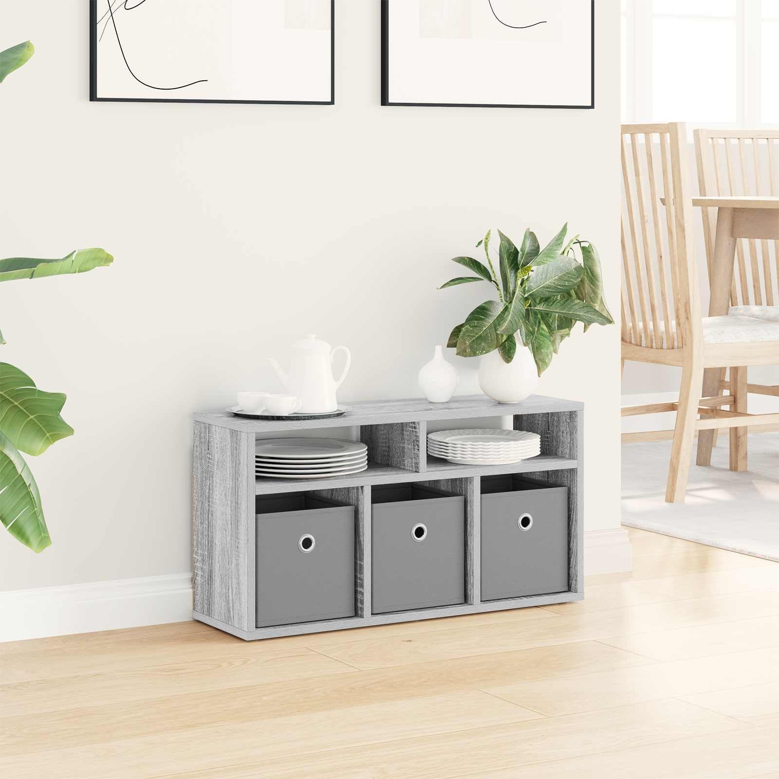 Mobiletto basso con 3 cassetti, grigio Sonoma, 72 x 22,5 x 38 cm