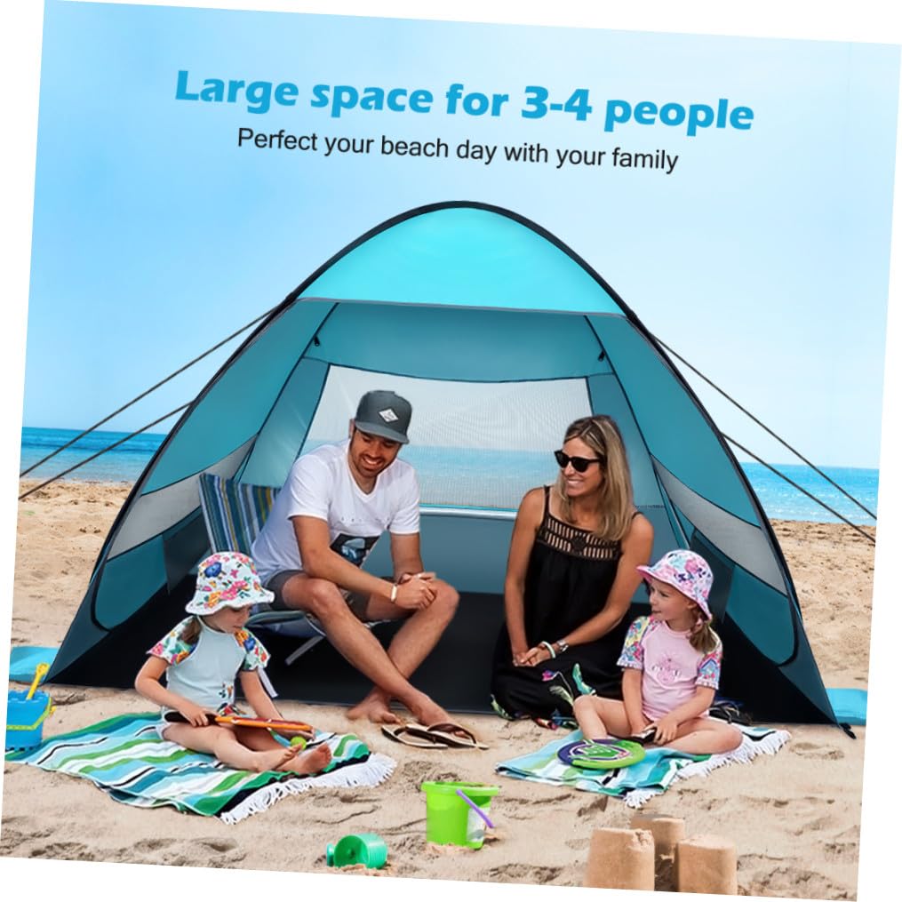 Milisten Pop-Up-Strandzelt Tragbarer Automatischer Sonnenschutz Zum Wandern Camping Und Für Den Urlaub Mit Lsf 50+ Schutz (Hellblau)