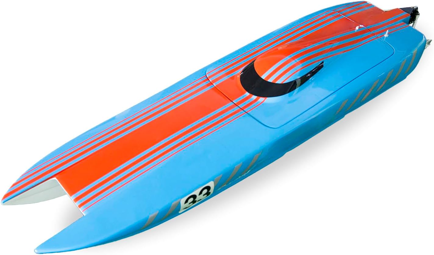 TOUCAN RC HOBBY 100KM/H Fiber Glass RC Racing Boat E33 Remote Control Electric Speedboat Watercraft Model Dual Brushless Motor Propeller for Adult