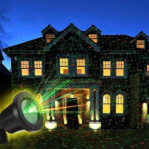 OUTTUO Christmas Light Projector with RF Remote Control Red and Green Star Show Night Light Waterproof for Xmas Holiday Party Landscape Garden Decorations