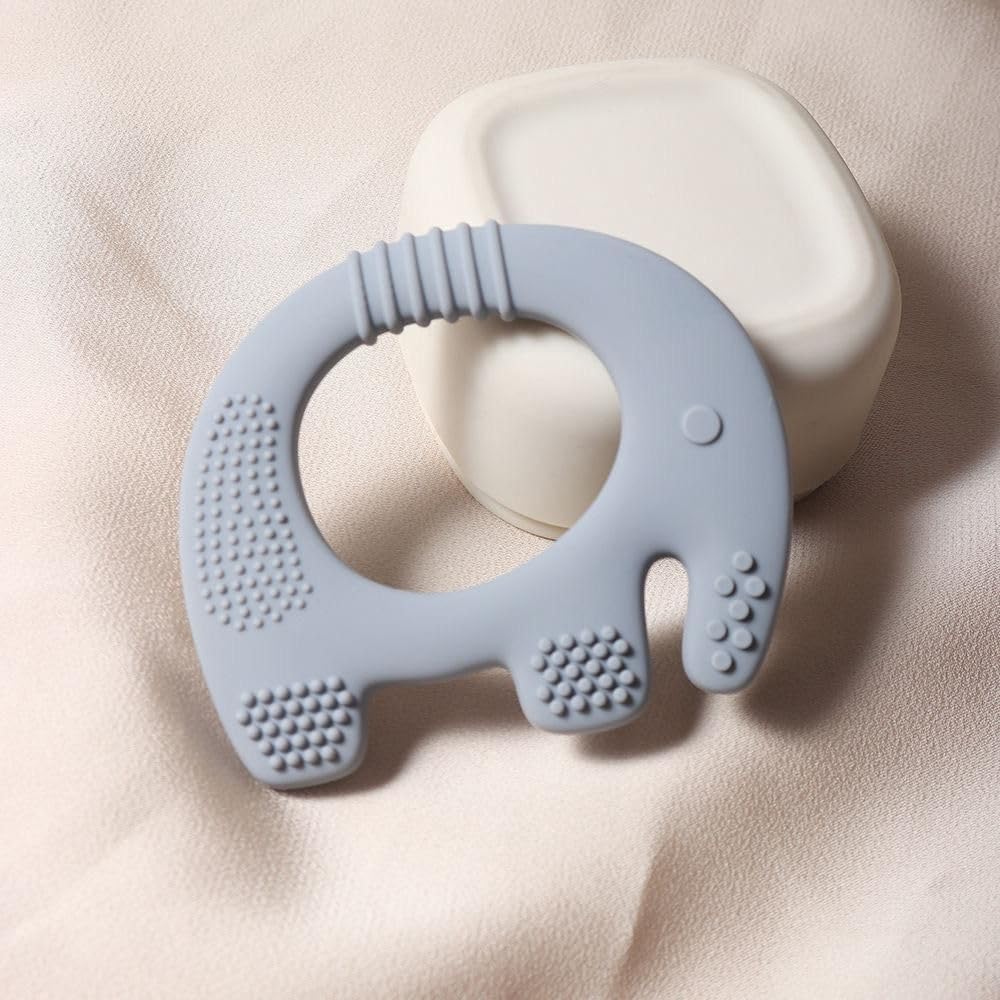 Remote Control Shape Teether Toy for Babies 6-12 Months, Silicone Sensory Teething Toy with Soft Chew Keys, BPA Free Montessori Development Toy for Infants, Newborn & Toddlers (Grey)-image-46