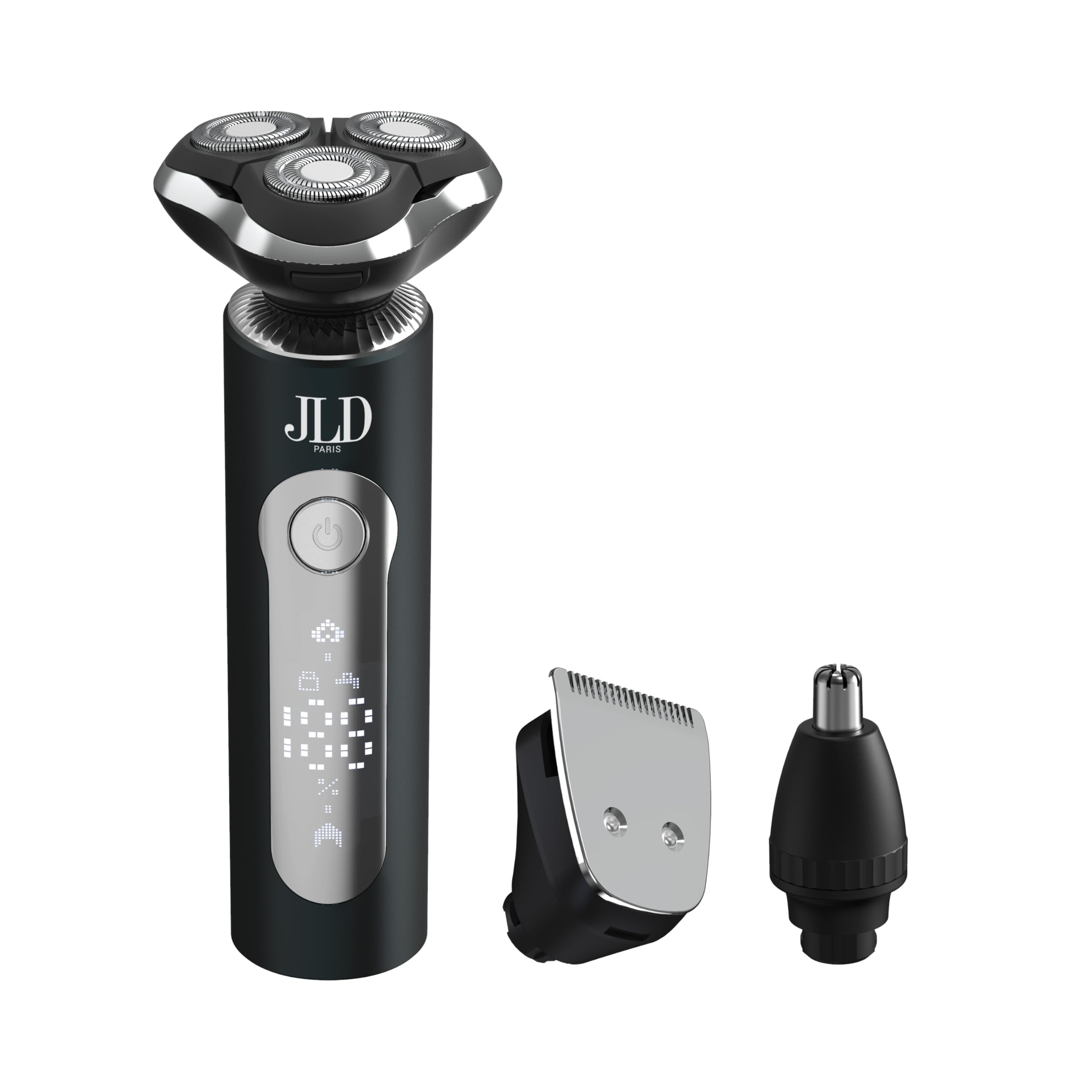 Jean Louis David Elektrischer Bartrasierer 4 in 1 – 0,1 mm Rasur – Nase, Ohren und Oberflächen – präzise schwimmende Köpfe – wiederaufladbarer Lithium-Akku USB-C – Komplett-Set Grooming Herren