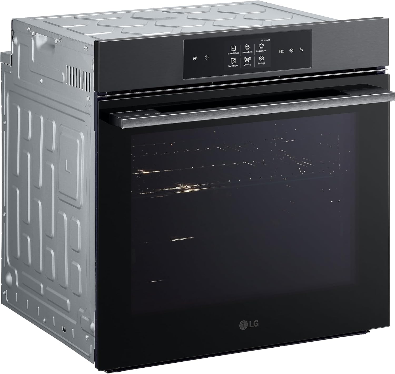 LG InstaView WSED7665B Four encastrable à vapeur, classe A++, 76L, 300°C, écran tactile 4,3", Air Fry, Sous Vide, Mode Pizza, Nettoyage EasyClean, Pyrolyse, Wi-Fi, Charnières amorties, Noir