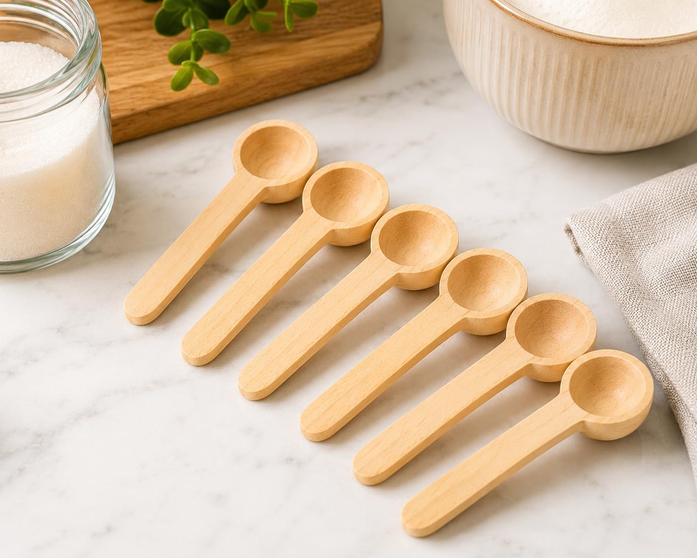 Bamboo Masala Spoons - 6 Piece Set -1