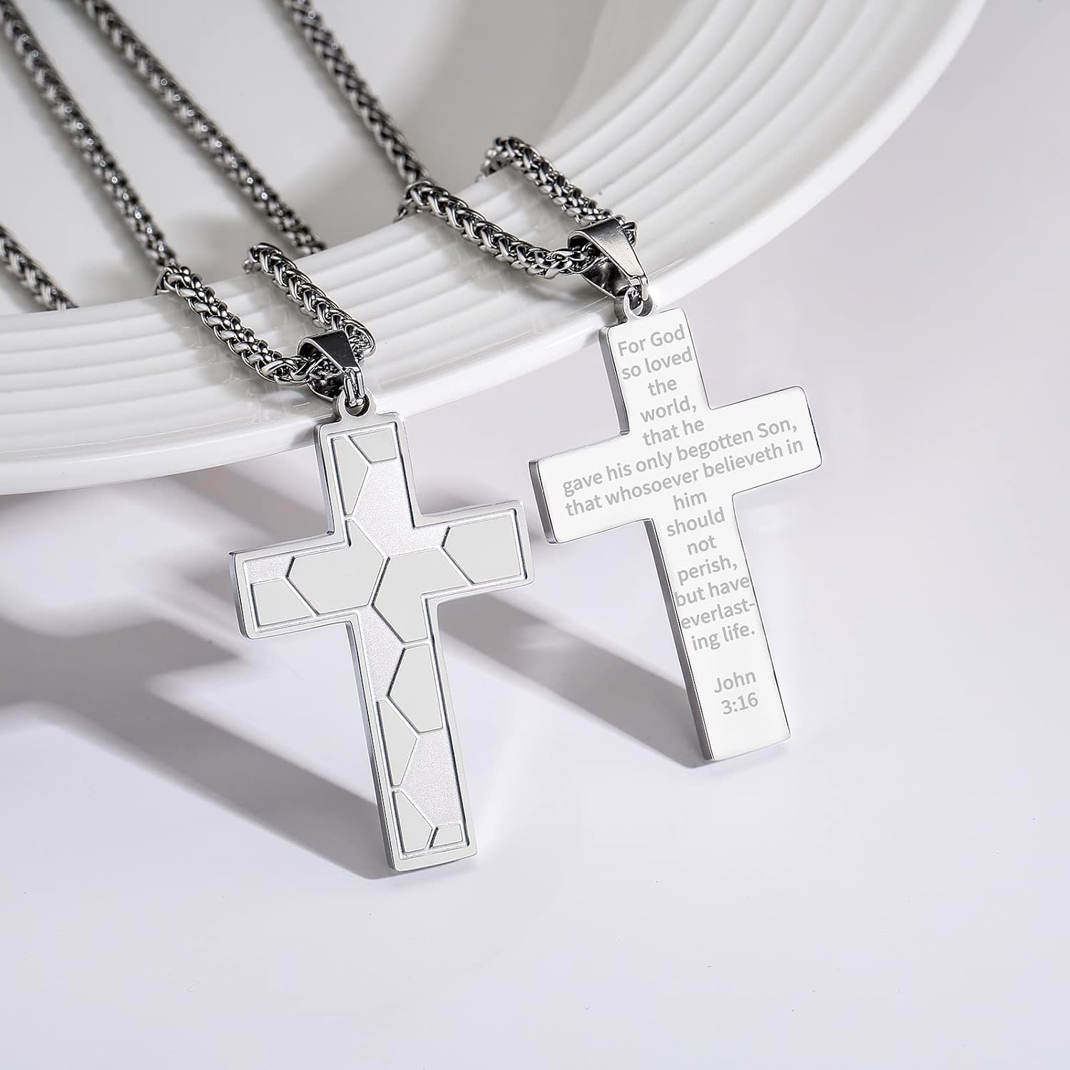 Soccer Cross Necklace for Boys Men Stainless Steel Bible Verse Pendant with20+2 Inch First Communion Baptism Religious Sports Jewelry Gift - Image 3