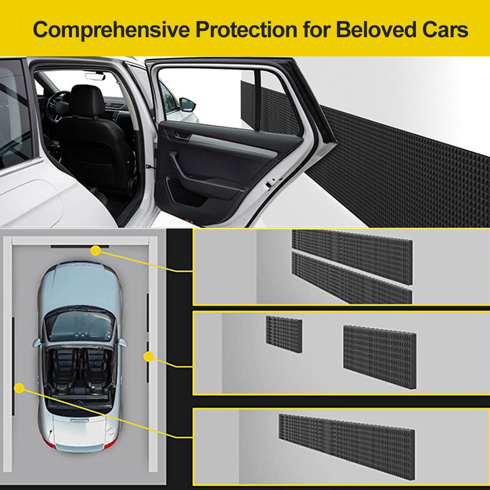 Protections Murales Garage 30×10×3 Cm – Lot De 2, Mousse Épaisse Anti-Choc Noire, Autocollante Pour Portes Voiture