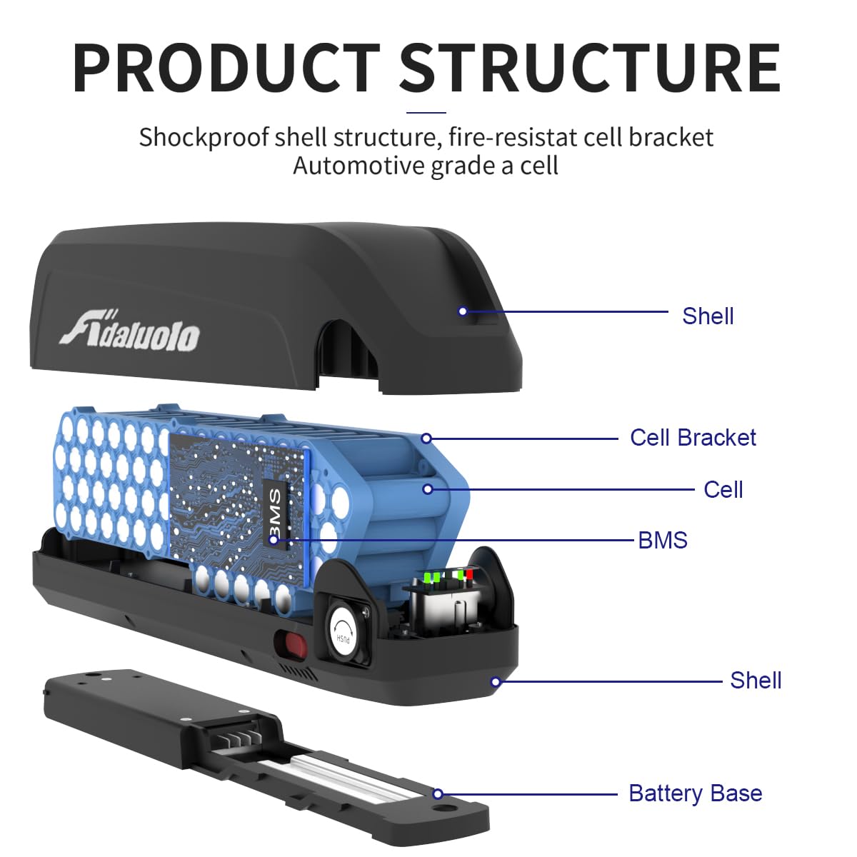 Batteria 36V 15Ah Per Bici Elettrica Adaluolo - Con Caricabatterie E USB, Per Motori 350W-750W - Foto 3