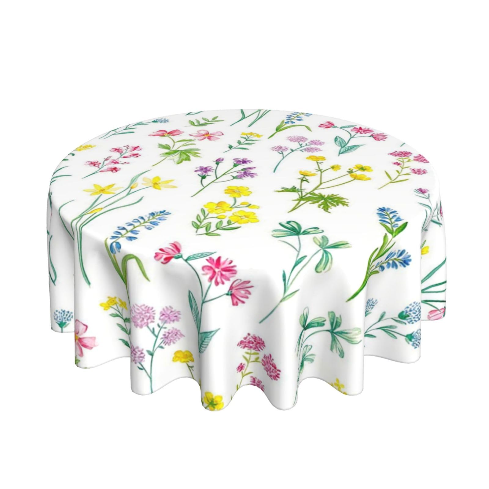 BYONEESS Spring Fowers Round Tablecloth 70 Inch Sping Summer Watercolor Floral Table Cloth Small Round TabledCloths Indoor Outdoor Washable Winkle Free Stain Resistant Waterproof Fabric Table Cover