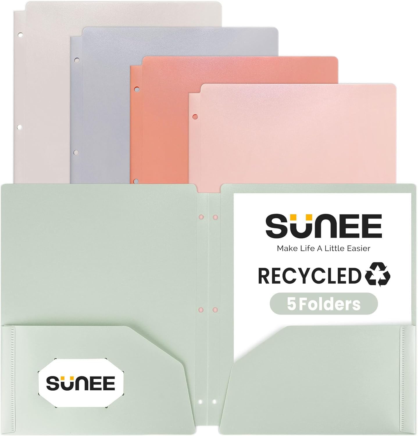 Photo 1 of SUNEE 3-Hole Pocket Folders (5 Pack, Vintage Colors)