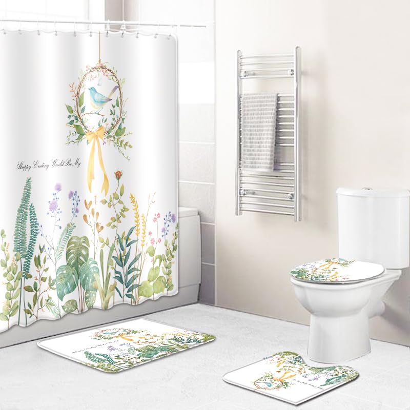 Tapis antidérapant microfibre absorbant fleurs pour douche et WC