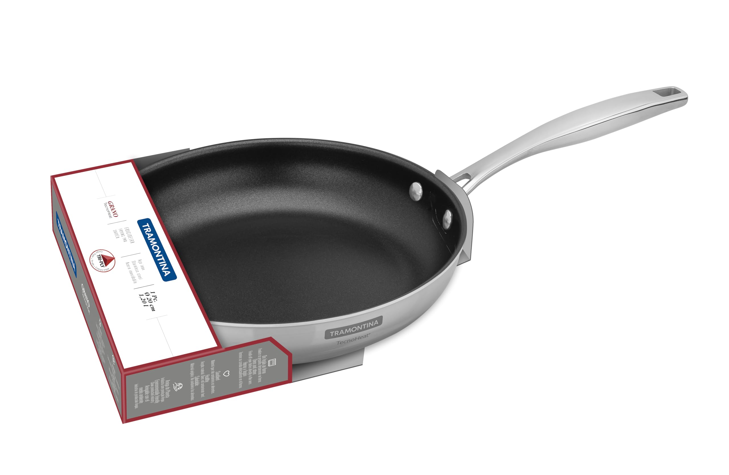 Tramontina 20888026, 20888026, antiaanbakpan met siliconen handvat voor inductie, elektrische, gas- en keramische glaskookplaten, kookgerei, keuken, 26 cm, 2,0 liter, donkergrijs