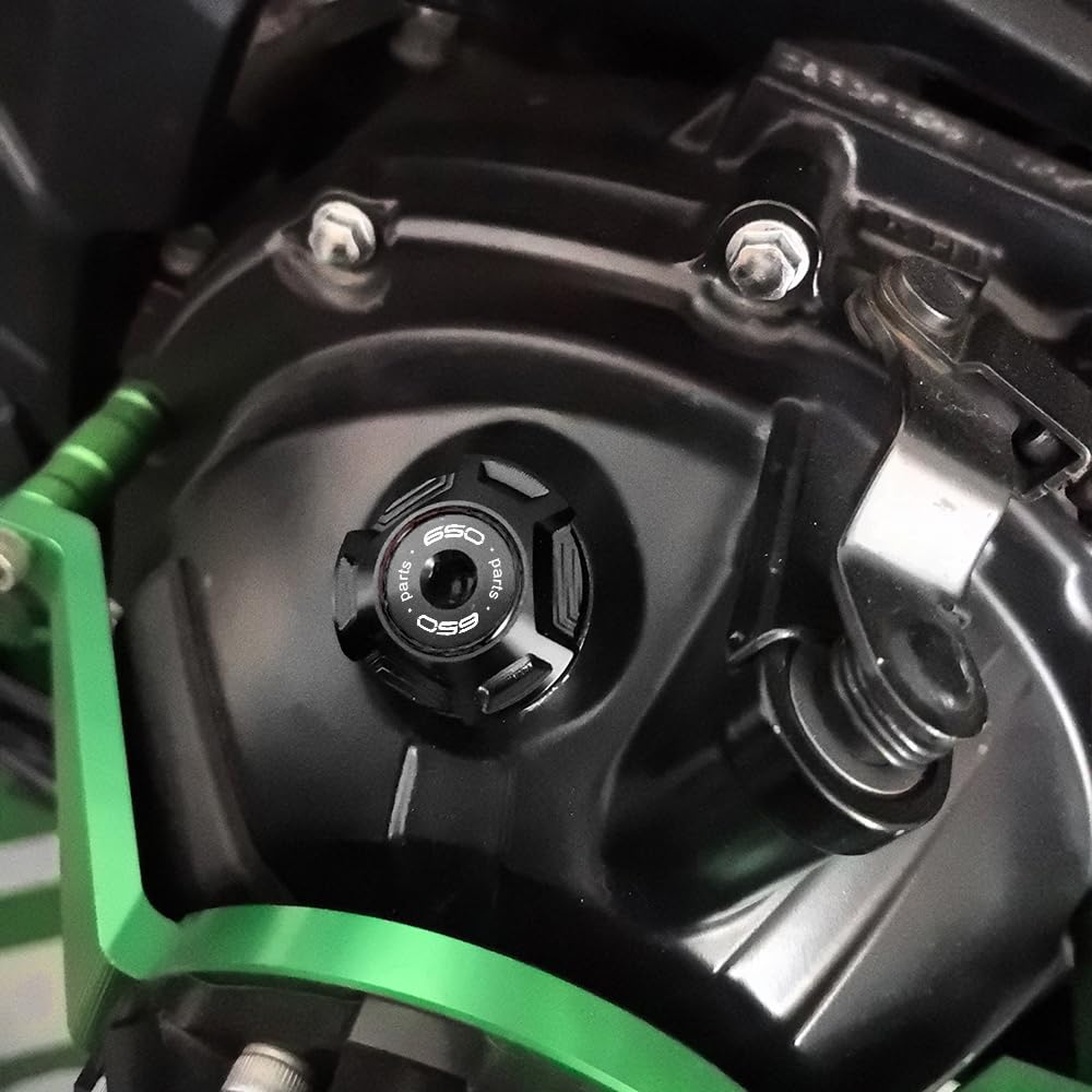 Für KAWASAKI Z650 Z 650 RS Ninja650 ninja 650 2017-2025 Versys650 Aluminium Zubehör Motorrad Vorne Hinten Abdeckung des Bremsflüssigkeitsbehälters Motoröl-Einfülldeckel Beschützer (Schwarz)