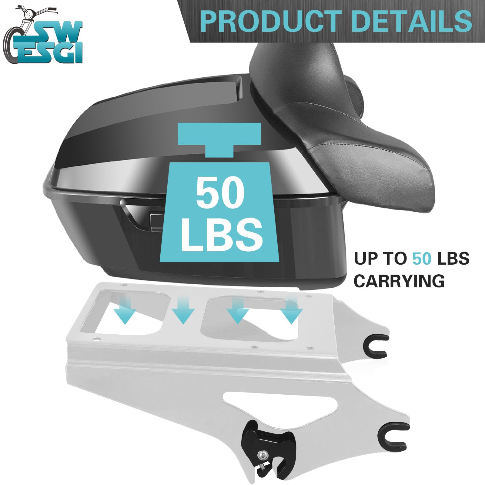 Soporte de Montaje Desmontable de Dos Unidades Tour Pak 09-13 2-Up Tour Pack Compatible con Harley Davidson Touring Street Glide Road King Road Glide Electra Glide (2009-2013 Rack Chrome)