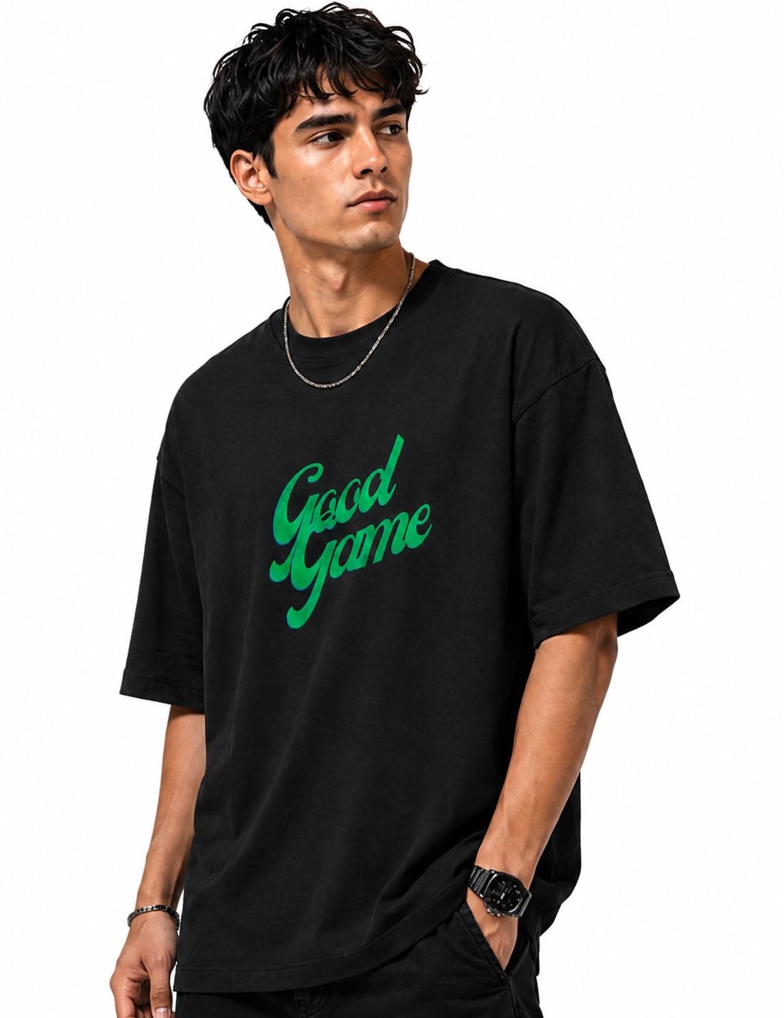 Men's Oversized T Shirt, Graphic Printed Oversize Tee, White Crew Neck Half Sleeve Relaxed Fit Casual Streetwear T Shirt, College, Travel, Weekend, Vacation-picture-33
