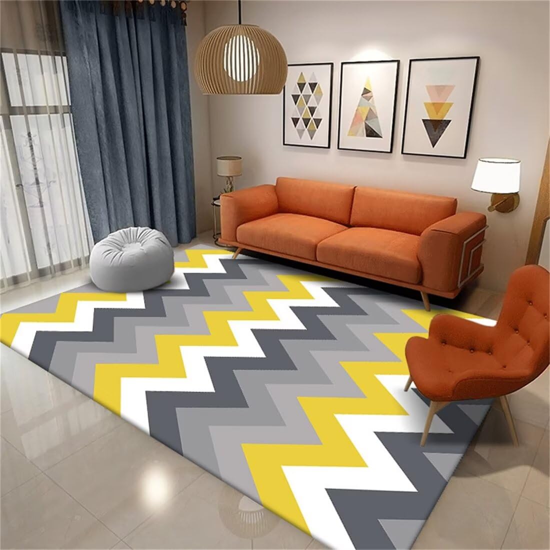 Tapis chambre enfant garcon antidérapant gris-jaune pour sécuriser les sols glissants