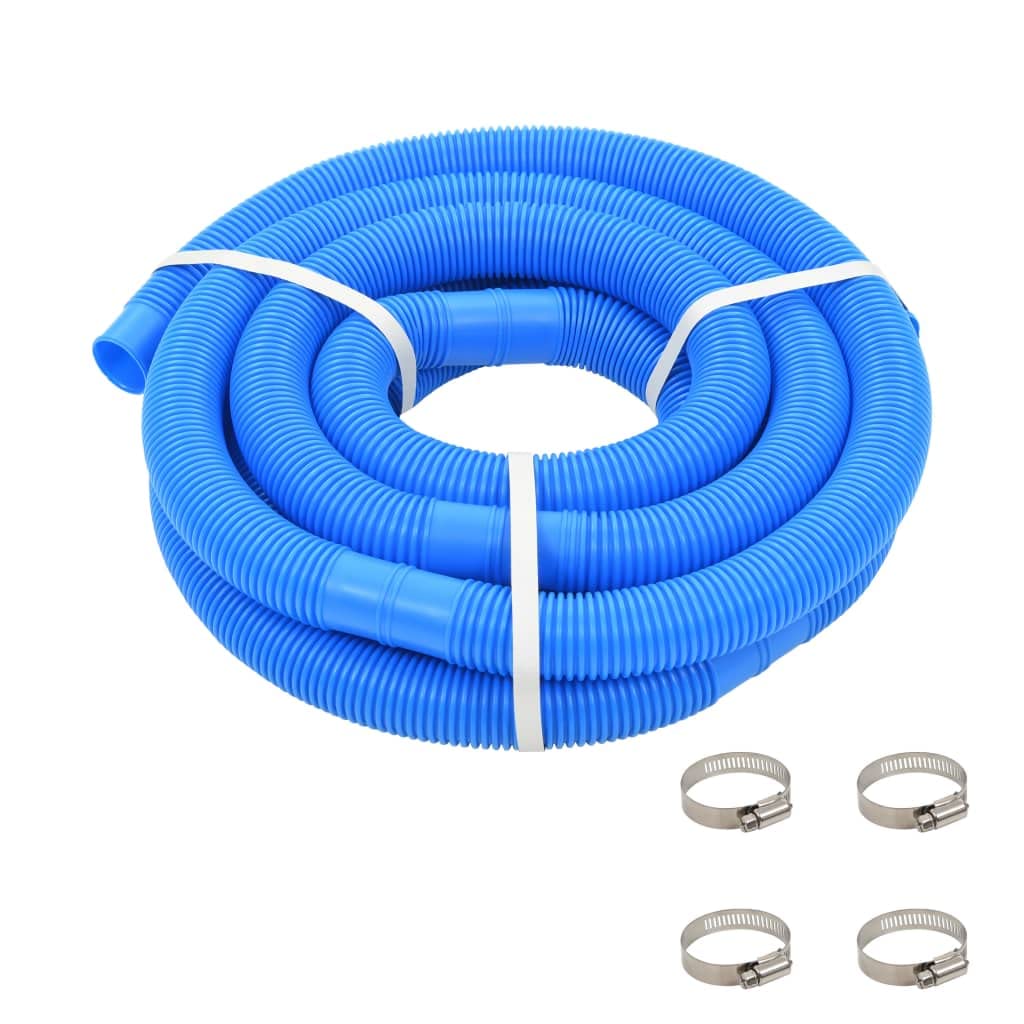 Manguera de piscina con grapas azul, 38 mm, 6 m de LDPE para bomba de filtro, manguera de skimmer, aspiradora de piscina, limpiador de suelos, jacuzzi, limpieza de piscinas, resistente a los