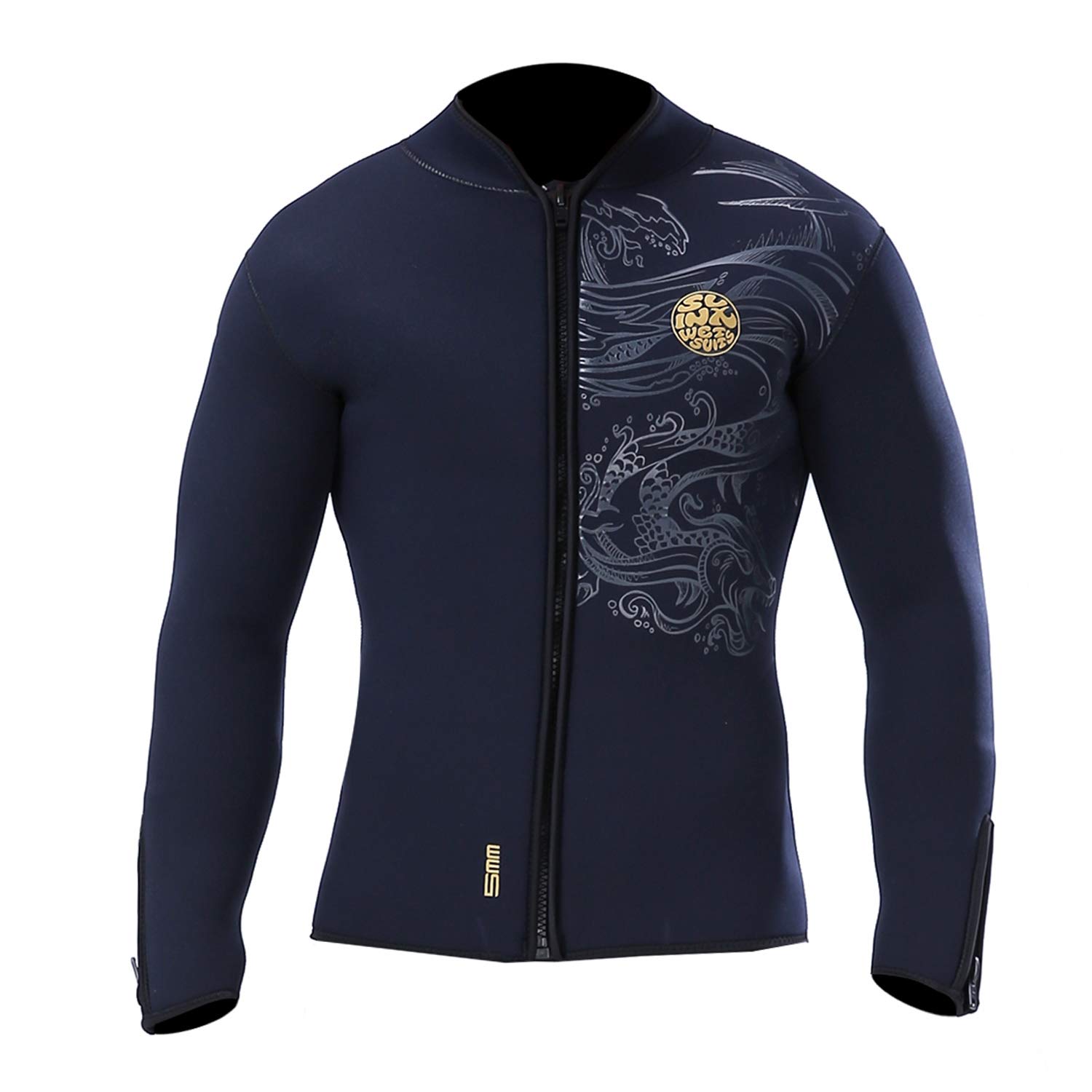 PAWHITS Wetsuit Top Men & Women 2mm/5mm Neoprene Wetsuit Jacket for Men Women Front Zipper Long Sleeve Diving Suit for Surfing Diving Snorkeling